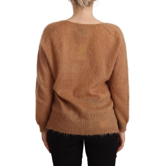 PINK MEMORIES Brown Cardigan V-Neck Long Sleeve Women's Sweater - Picture 3 of 4
